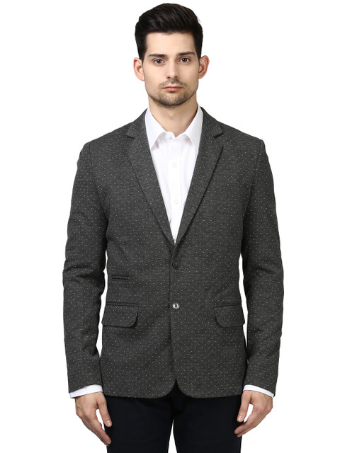 

Park Avenue Grey Slim Fit Single-Breasted Formal Blazer