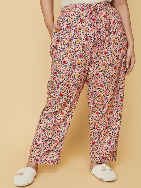 

max Women Plus Size Peach Printed Elasticated Lounge Pants