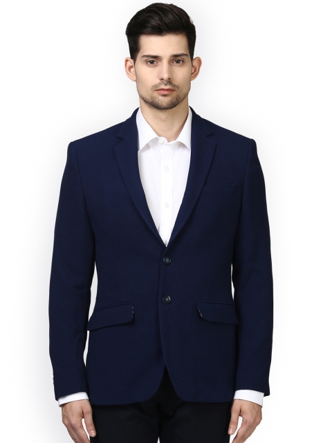 

Park Avenue Men Navy Blue Solid Single-Breasted Slim Fit Blazer