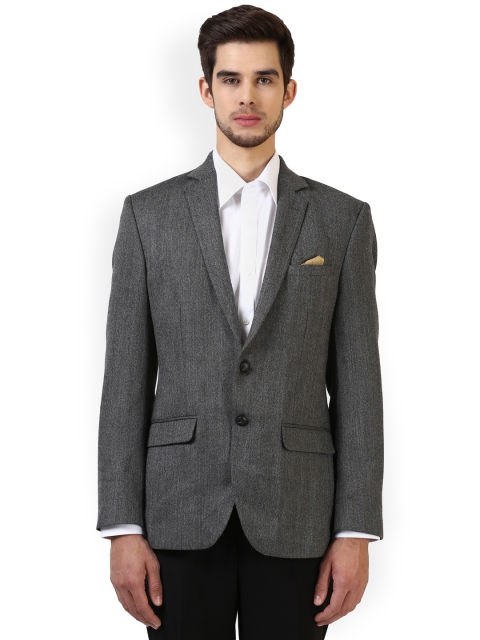 

Park Avenue Men Grey Slim Fit Single-Breasted Formal Blazer