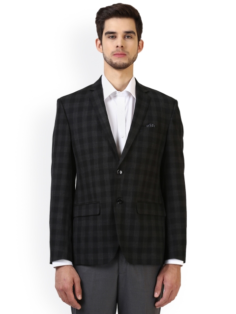 

Park Avenue Black Slim Fit Checked Blazer