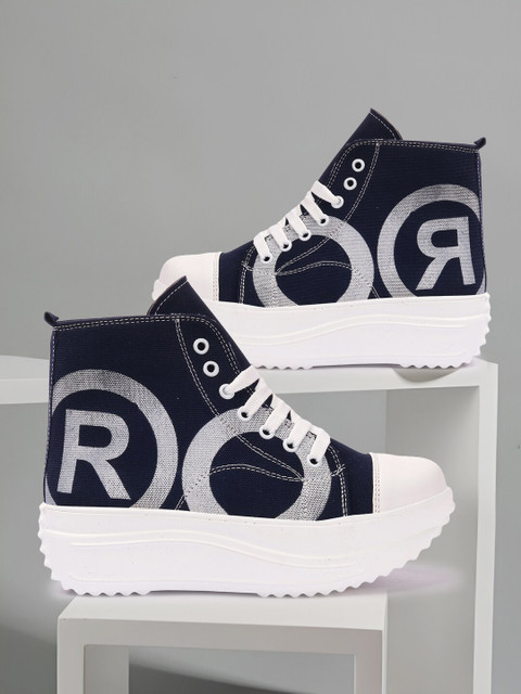 

TWIN TOES Women Blue & White Printed Regular Lace-Up Boots