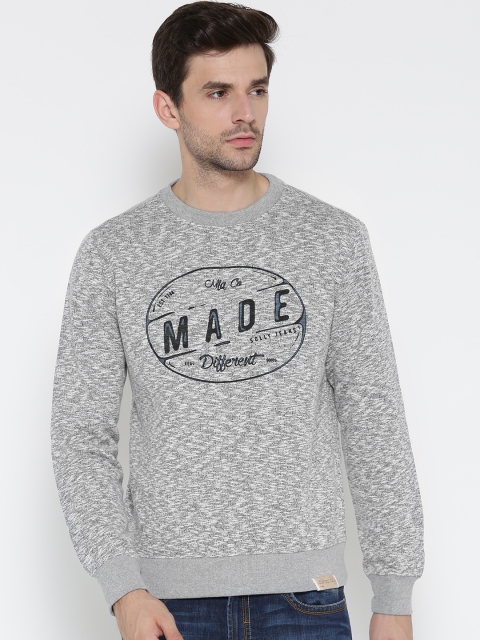 

Allen Solly Men Grey Melange Printed Sweatshirt
