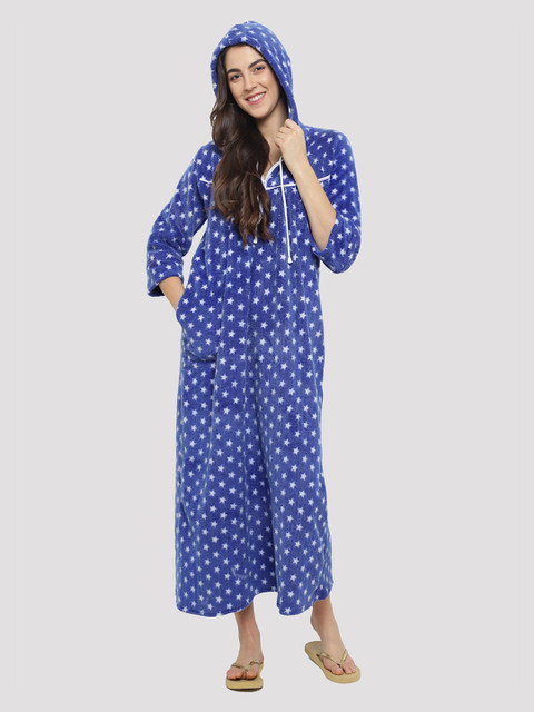 

CIERGE Blue Printed Maxi Nightdress