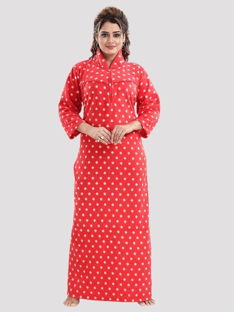 

CIERGE Women Red Printed Maxi Nightdress