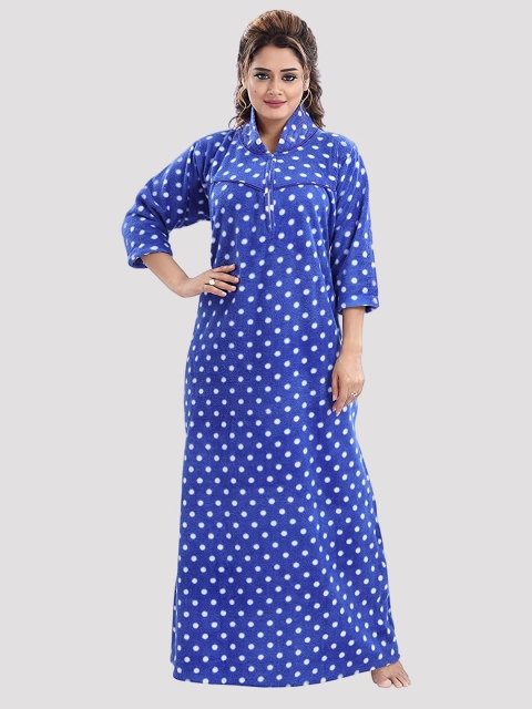 

CIERGE Women Blue Printed Maxi Nightdress