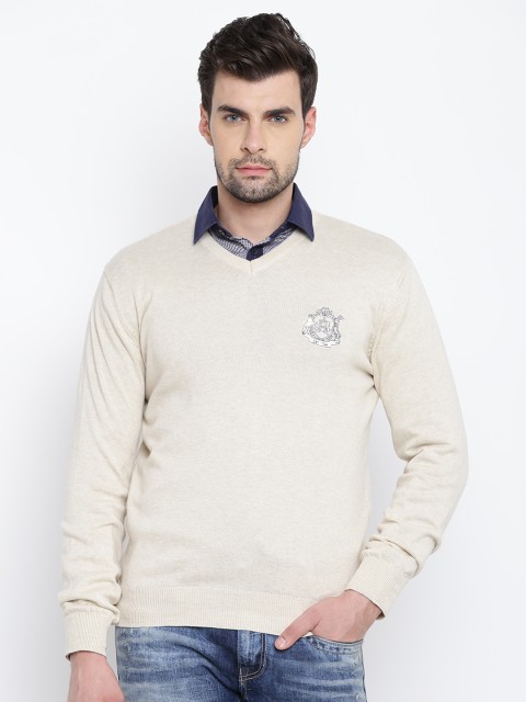 

Allen Solly Men Beige Solid Sweater