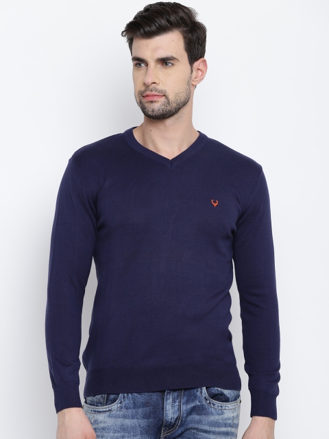 

Solly Sport by Allen Solly Men Navy Solid Sweater, Navy blue