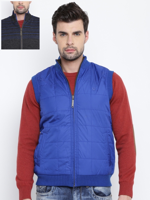 

Allen Solly Blue & Charcoal Grey Sleeveless Reversible Padded Jacket
