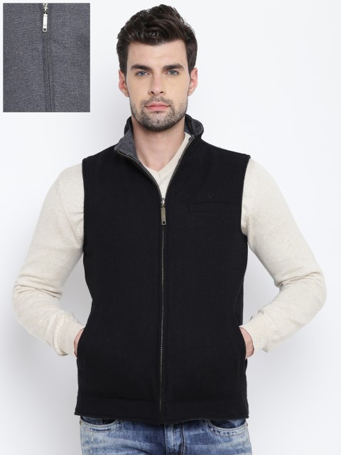 

Allen Solly Men Black & Grey Patterned Reversible Tailored Jacket