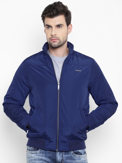 

Allen Solly Men Navy Solid Bomber Jacket, Navy blue