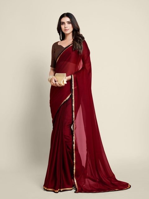 

all about you Maroon & Gold-Toned Gotta Patti Silk Blend Saree