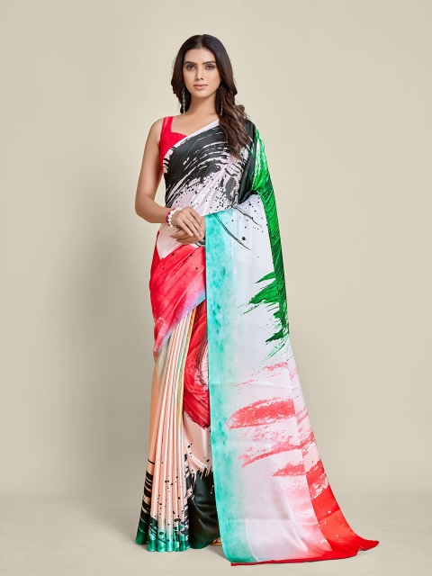 

all about you Off White & Red Satin Saree