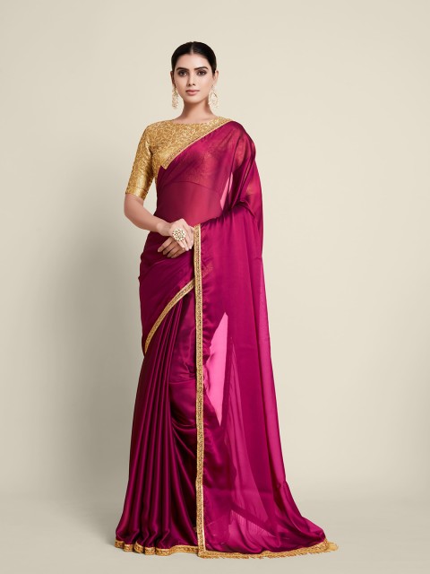 

all about you Magenta & Gold-Toned Silk Blend Saree
