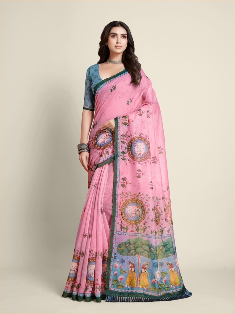 

all about you Pink & Green Saree