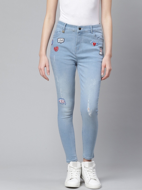 

Hubberholme Women Blue Urban Slim Slim Fit Low Distress Light Fade Stretchable Jeans
