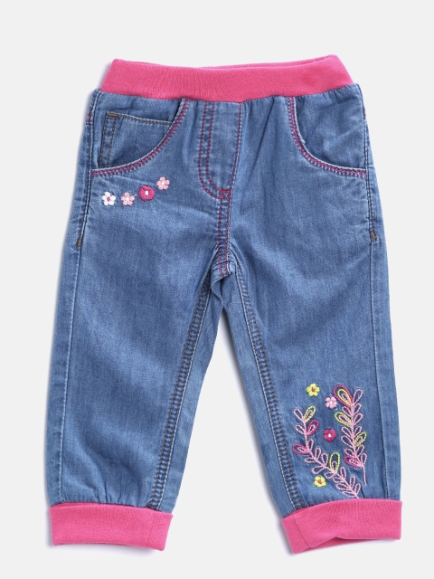 

Baby League Girls Blue Regular Fit Mid-Rise Clean Look Jogger Jeans