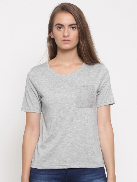 

Fame Forever by Lifestyle Women Grey Melange Shimmery Top