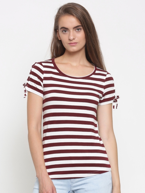 

Fame Forever by Lifestyle Women Maroon & White Striped Top