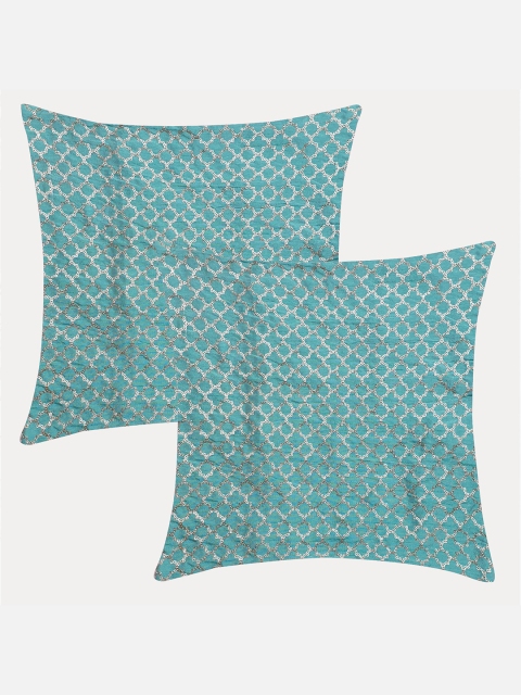 

Molcha Green & Silver-Toned Set of 2 Geometric Square Cushion Covers
