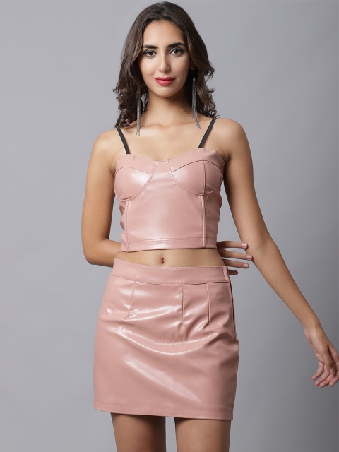 

MARC LOUIS Pink Leather Sheath Mini Dress
