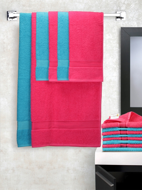 

BIANCA Turquoise Blue & Pink Set of 14 Cotton 380 GSM Towels