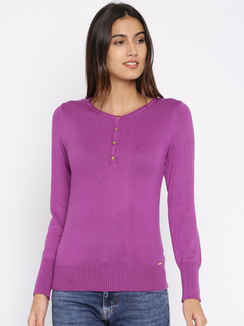 

Madame Women Purple Solid Pullover