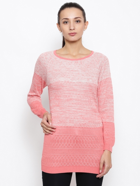 

Madame Women Pink Self Design Longline Pullover