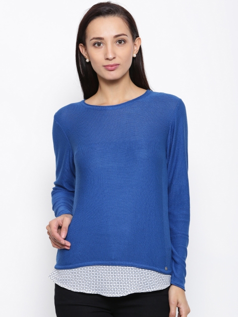 

Madame Women Blue Solid Layered Top