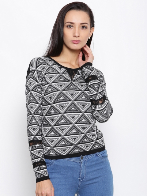 

Madame Women Black Self Design Top
