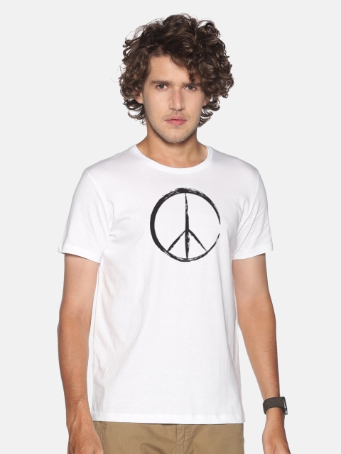 

Roadster Men White Printed Slim Fit Pure Cotton T-shirt
