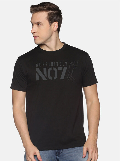 

Roadster Men Black Typography Printed Slim Fit Pure Cotton T-shirt