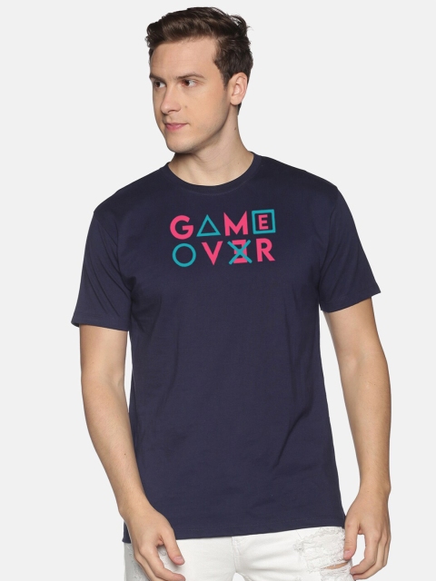 

Roadster Men Navy Blue Typography Printed Slim Fit T-shirt