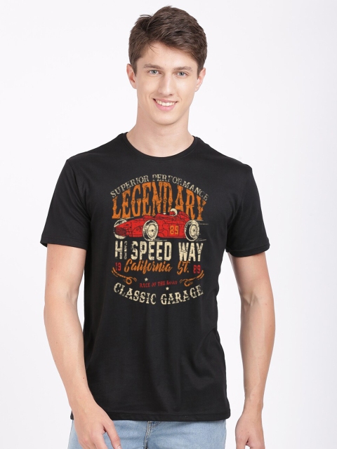

Roadster Men Black Typography Printed Slim Fit Pure Cotton T-shirt