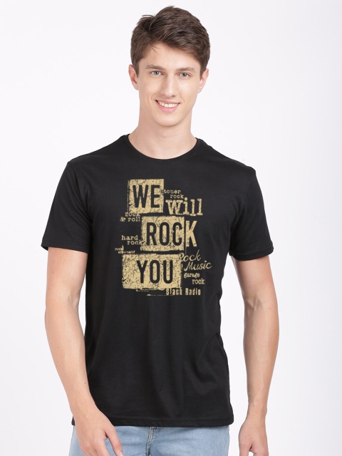 

Roadster Men Black Printed Cotton Slim-Fit Tshirt