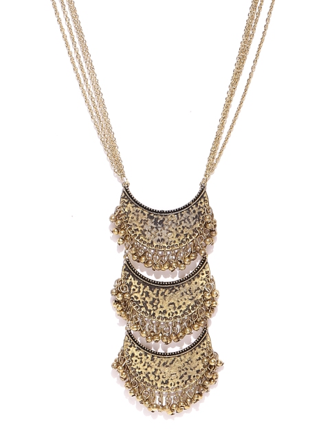 

Infuzze Antique Gold-Toned Multistranded Tribal Necklace
