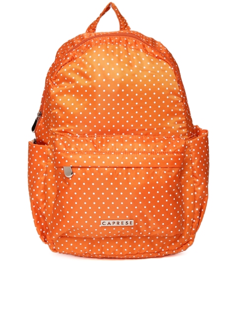 

Caprese Women Orange Polka Dot Print Backpack