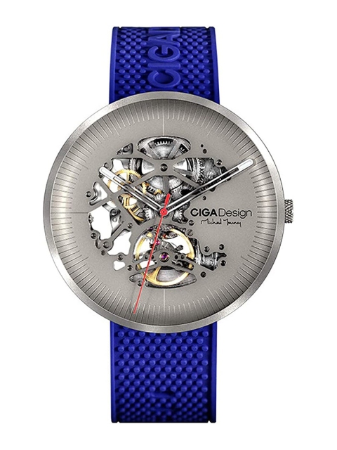 

CIGA Design Men Grey Titanium Patterned Dial & Blue Straps Analogue Motion Powered Watch M031-TITI-W15BU