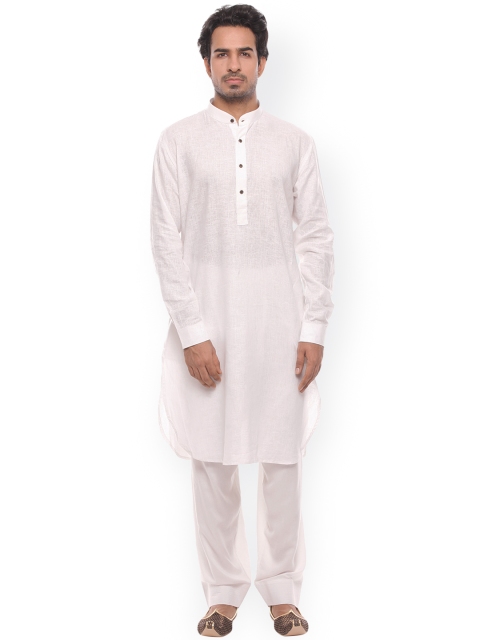 

Manyavar Men White Solid Straight Kurta