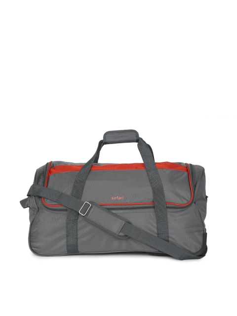 

Safari Unisex Grey Grid-RDFL-55 Trolley Duffle Bag