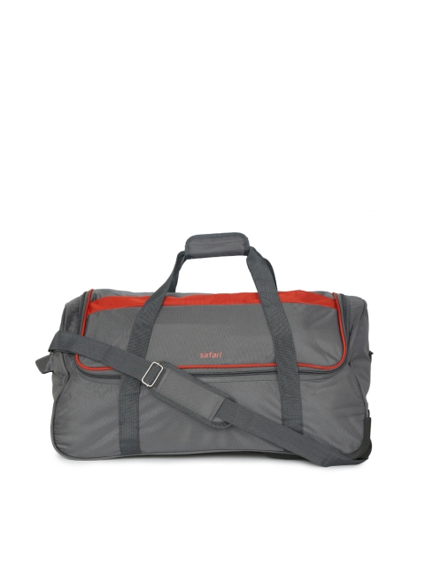 

Safari Unisex Grey Grid-RDFL-65 Medium Trolley Duffle Bag