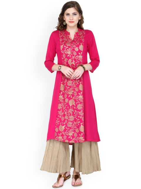 

Varanga Women Pink Printed A-Line Kurta