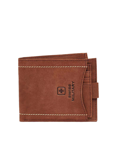

SWISS MILITARY Men Brown Solid Two Fold Leather Wallet