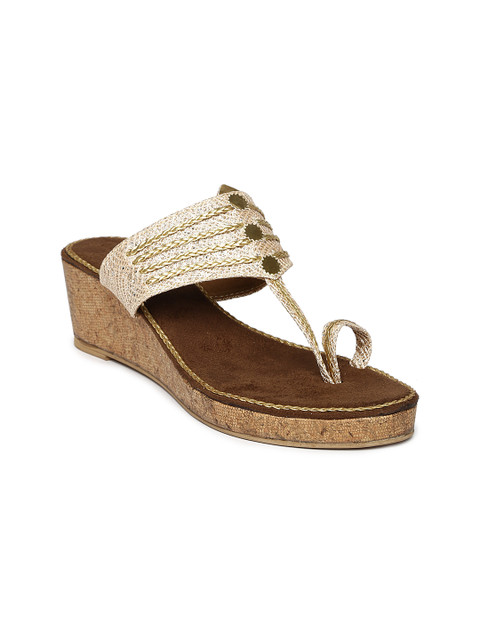 

Inc 5 Women Beige & Gold-Toned Solid Wedges