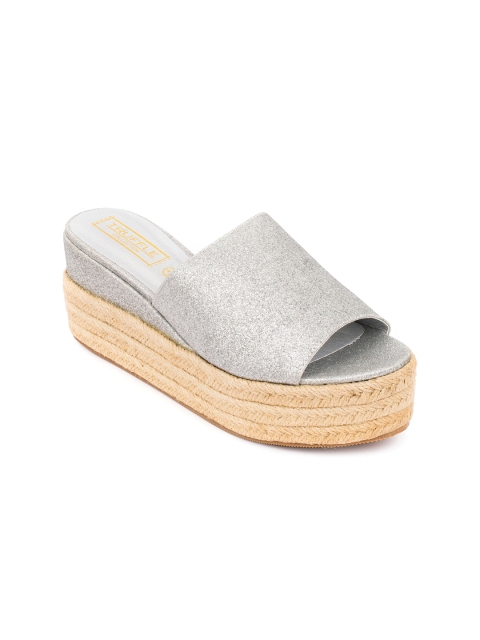 

Truffle Collection Women Silver-Toned Solid Flatforms