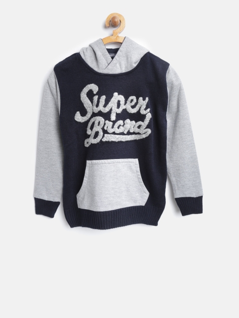 

Wingsfield Boys Navy Blue & Grey Hooded Pullover