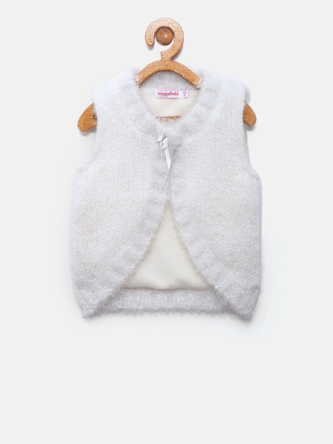 

Wingsfield Girls Off-White Shimmer Front-Open Sweater