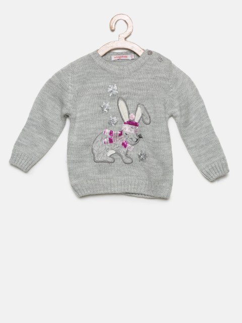 

Wingsfield Girls Grey Solid Pullover