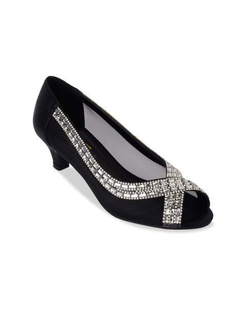 

Truffle Collection Women Black Embellished Peep-Toes