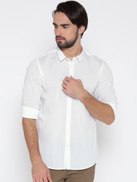 

Pepe Jeans Men White Slim Fit Solid Casual Shirt